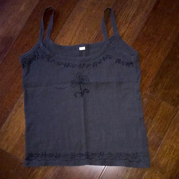 Tops - Black Crinkle Linen Tank Cami